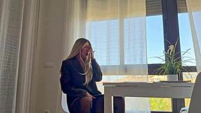 Boss Dare Through Pantyhose on Desk?