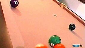 after pool game this bimbo's tight cunt gets roughly drilled doggystyle