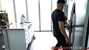 fetish teen's mouth stuffed with monster cock cum rough hd blowjob