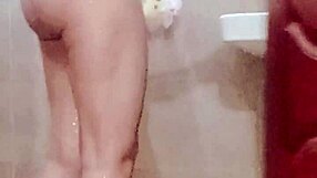 Desi housewife shows off shaved pussy while bathing wanna join the bathroom fuck?