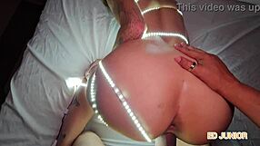 Bareback anal creampie in sheer lingerie turns Christmas into wild Brazilian interracial orgy
