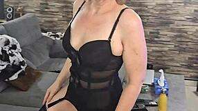 horny milf mature strips sexy lingerie craving kitchen fuck