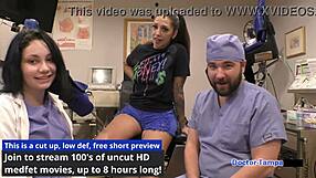 dr tampa gives stefania mafra her yearly physical spreading tanned tits backstage