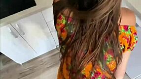 Rough Creampie Doggystyle Fuck Bent Over Kitchen Dress Submissive Brunette Teen Yoya Grey