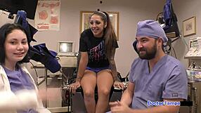 dr tampa gives stefania mafra her yearly physical spreading tanned tits backstage