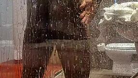 hungarian pornstar teases big black cock in budapest shower solo