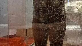hungarian pornstar teases big black cock in budapest shower solo
