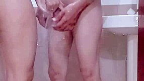 Desi housewife shows off shaved pussy while bathing wanna join the bathroom fuck?