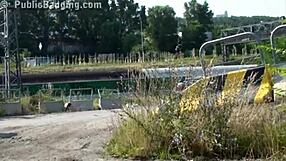 join the wild outdoor gangbang with cute blonde teen pussy pounding