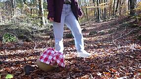 Granny red riding hood pulls out dildo for wolf ride