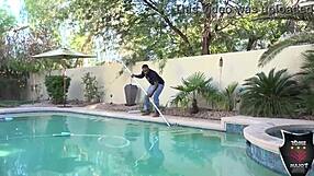 Pool Guy Rome Major Bangs Big Tits Hottie Ashley Pink Cowgirl Style by Pool