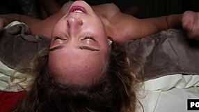 BLONDE TEEN 18+ GAGS ON MONSTER COCK IN GARAGE FACE FUCK ORGY!