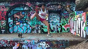 Felicity Feline flashes tits publicly then fucks hard outdoors in intense slut compilation