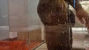 hungarian pornstar teases big black cock in budapest shower solo