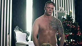 kendos unwraps wet blowjob tease n huge cum facial for merry christmas quickie