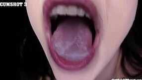 I'm amazed watching Anna drain ten thick cumshots in gloryhole action with tongue out