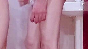 Desi housewife shows off shaved pussy while bathing wanna join the bathroom fuck?