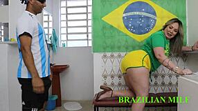 hey during game break wanna fuck this busty brazilian milf in kitchen? full vid on red sheer