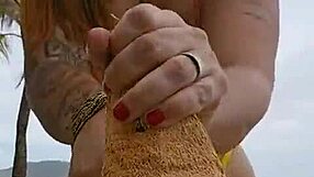 flashing my huge beach pussy with fake excuses