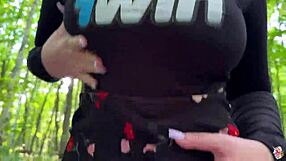 Naughty Brunette Rides Stranger's Dick Then Doggystyle in Forest POV