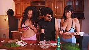 Latina Wife and Friend Orgasm Twice at Holiday Party Using Anal Toys and Vibrators
