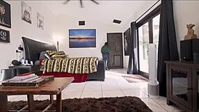 in the bedroom my latina stepmom carmela clutch strips teases then rides me creampie style