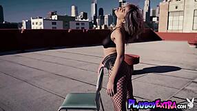 big tits blonde latina teen mia valentine strips stockings to bare hairy pussy outdoors