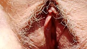 Mature Mom's Hairy Gaping Pussy Spread Wide with Huge Lips and Legs Flashing Closeup