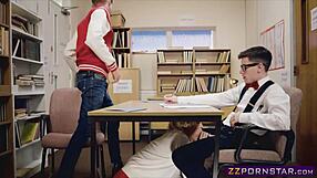 cheerleader bends for nerd's classroom doggystyle pounding