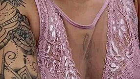 Big Ass Stretched Wide by Dildo as She Flashes and Fucks Rough