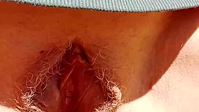 Mature Mom's Hairy Gaping Pussy Spread Wide with Huge Lips and Legs Flashing Closeup