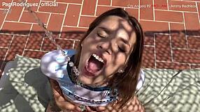 Skinny girlfriend screams in dorm during first double penetration threesome with husband and roommate