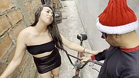Bike Broke Down On Way To Work! Pervert Hedonist Demands Extreme Natural Christmas Fuck!