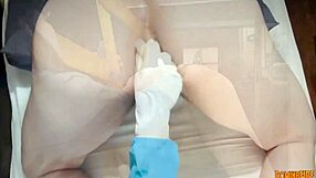 Nurse Dominafire Stretches Patient's Ass in Latex Femdom Rectal Exam