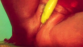 asian village girl rams brinjal deep into her shaved pussy on homemade ranch video