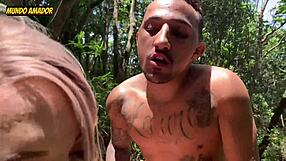 WOW SKINNY BLONDE CUTIE FUCKS WILD IN THE WOODS!