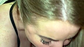 Blonde stepmom delivers professional deepthroat on huge monster cock