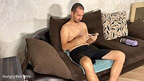 big ass pregnant milf walks in on hubby jerking his cock