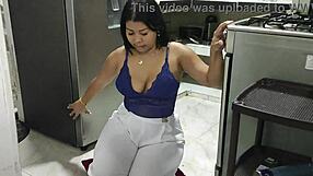 Step-nephew bends me over kitchen counter for secret morning fuck before work