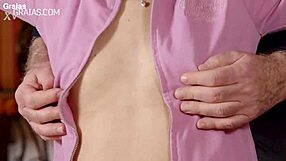 Cute submissive teen slave writhes as her small natural tits get tormented roughly