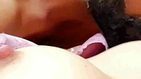 White teen screams riding small black mature boyfriend's cock hard!