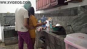 Stepsister pulls down pants in kitchen for homemade blowjob on stepbrother's big cock