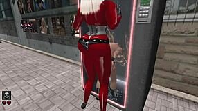 shemale teases gloryhole girl in slutty second life webcam vendor scene