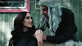 chloe amour in witcher cosplay begs for geralt's long cock creampie after wild riding and squirting