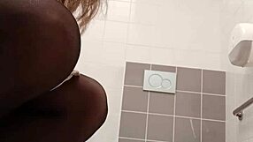 i'm chained as french milf slave in public wc for bdsm toilet training