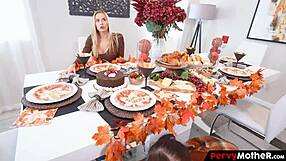 stepmom and stepson fuck wildly at dinner unable to resist urges