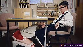 cheerleader bends for nerd's classroom doggystyle pounding