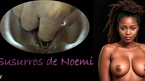 Noemi whispers secrets while fucking dad and son in close-up