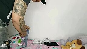 hijastro jerks with stepsis panties then fucks hard