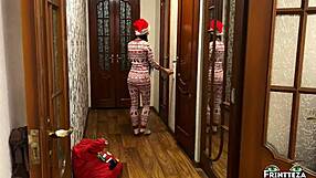 creampie my hot stepmom's pussy missionary style on the bed this christmas!